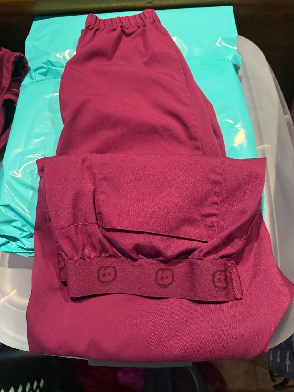 Maroon Scrub Pants with Logo Waistband